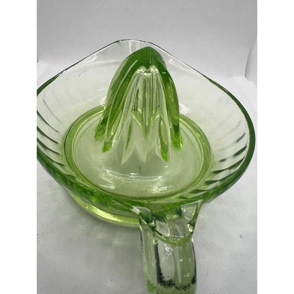 Vintage Green Depression Glass Juicer Reamer 6.5